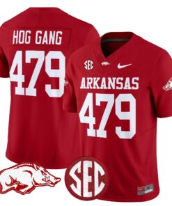 Hog Gang Jersey 479 Arkansas Razorbacks Limited Stitched Cardinal
