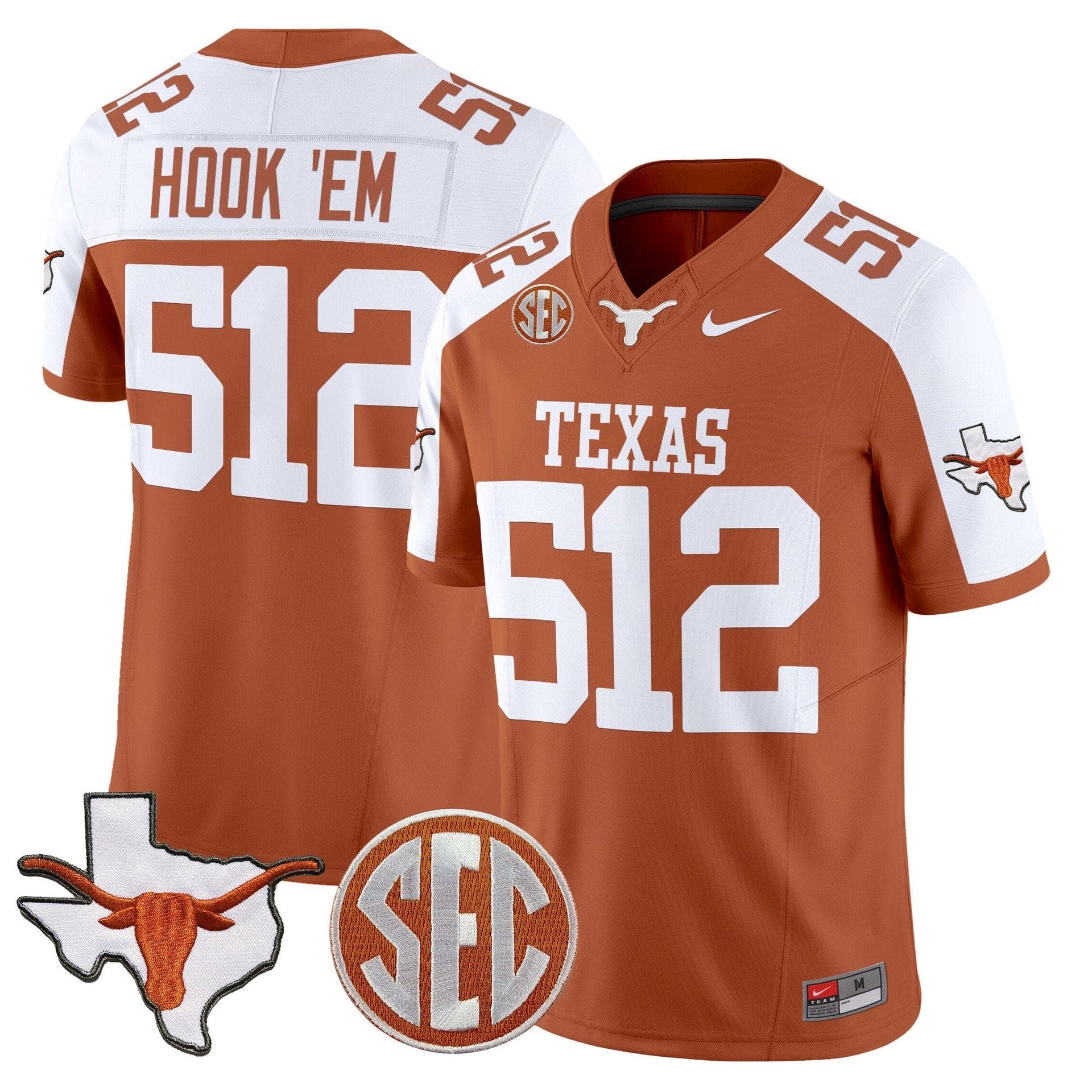 Hook 'Em Jersey #512 Texas Longhorns 2025 State Map SEC Patch - Image 4