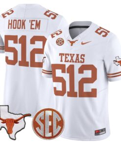 Hook Em Jersey 512 Texas Longhorns 2025 State Map SEC Patch White