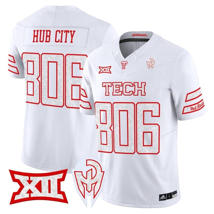 Hub City Jersey #806 Texas Tech Red Raiders Too Cold Vapor Stitched - Image 2