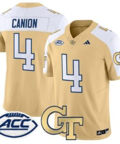 Alternative view of Isiah Canion Jersey #4 Georgia Tech Yellow Jackets 2025 Stitched