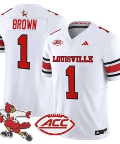 Alternative view of Isaac Brown Jersey #1 Louisville Cardinals 1980s Throwback Stitched