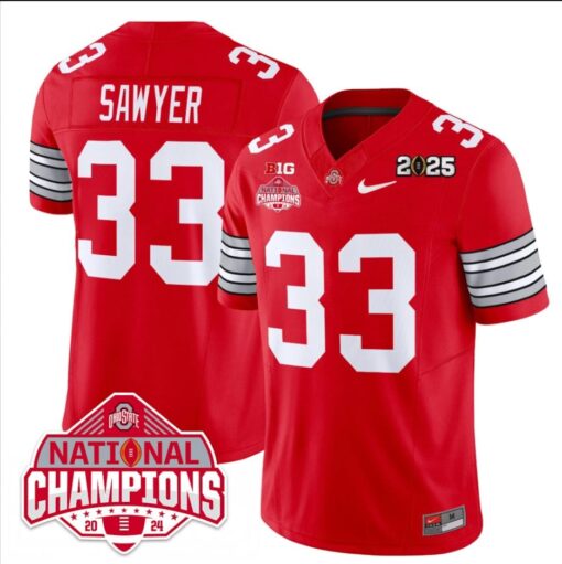 Jack Sawyer Jersey #33 Ohio State 2025 CFP Patch National Champions - Image 4