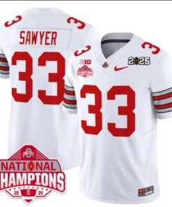 Alternative view of Jack Sawyer Jersey #33 Ohio State 2025 CFP Patch National Champions