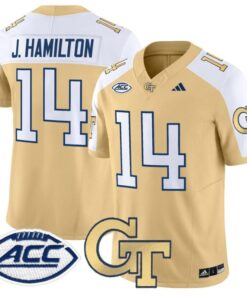 Alternative view of Joe Hamilton Jersey #14 Georgia Tech Yellow Jackets 2025 Stitched