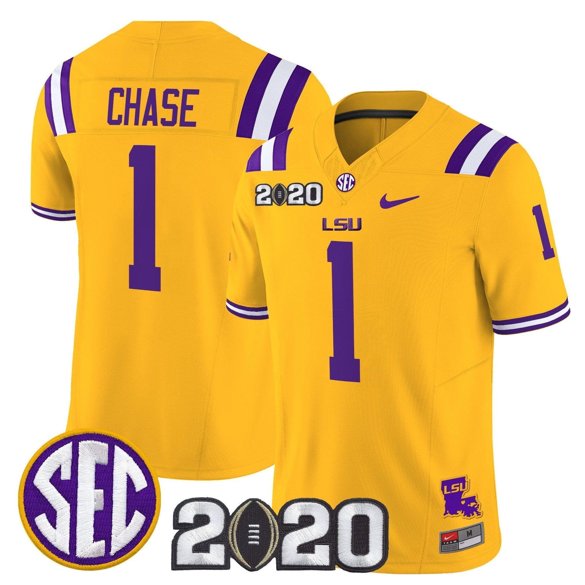 Ja'Marr Chase Jersey #1 LSU Tigers 2020 National Champions Stitched 3 Ja'Marr Chase Jersey #1 LSU Tigers 2020 National Champions Stitched - Image 3