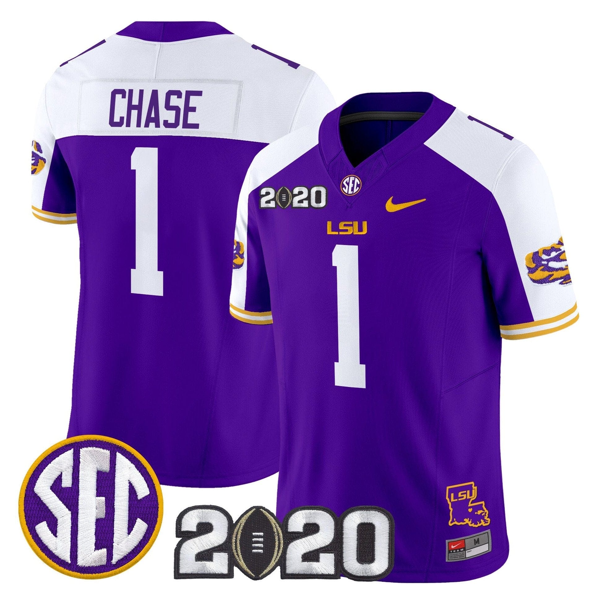 Ja'Marr Chase Jersey #1 LSU Tigers 2020 National Champions Stitched 4 Ja'Marr Chase Jersey #1 LSU Tigers 2020 National Champions Stitched - Image 4