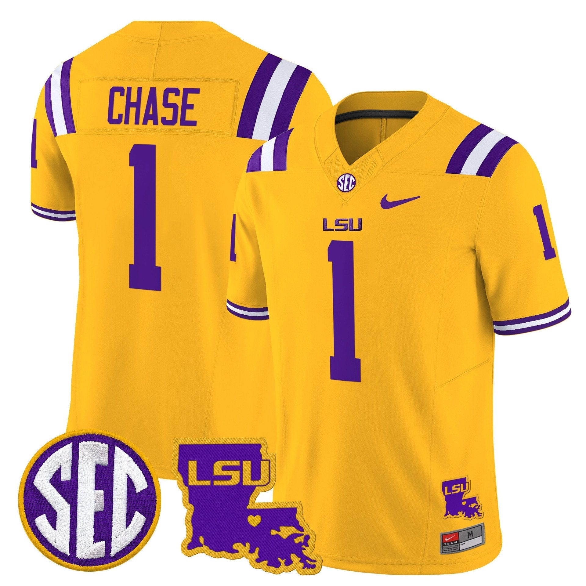 Ja'Marr Chase Jersey #1 LSU Tigers 2025 Louisiana Patch Stitched