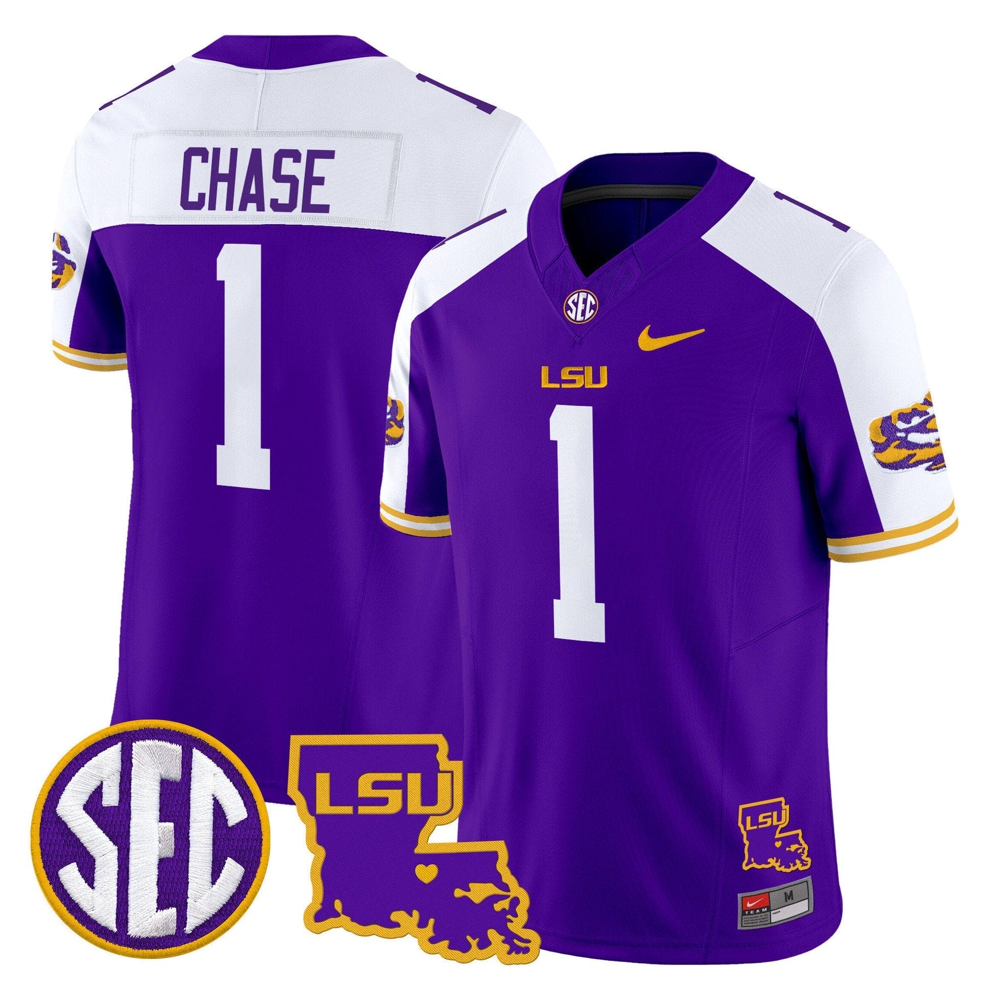 Ja'Marr Chase Jersey #1 LSU Tigers 2025 Louisiana Patch Stitched - Image 4