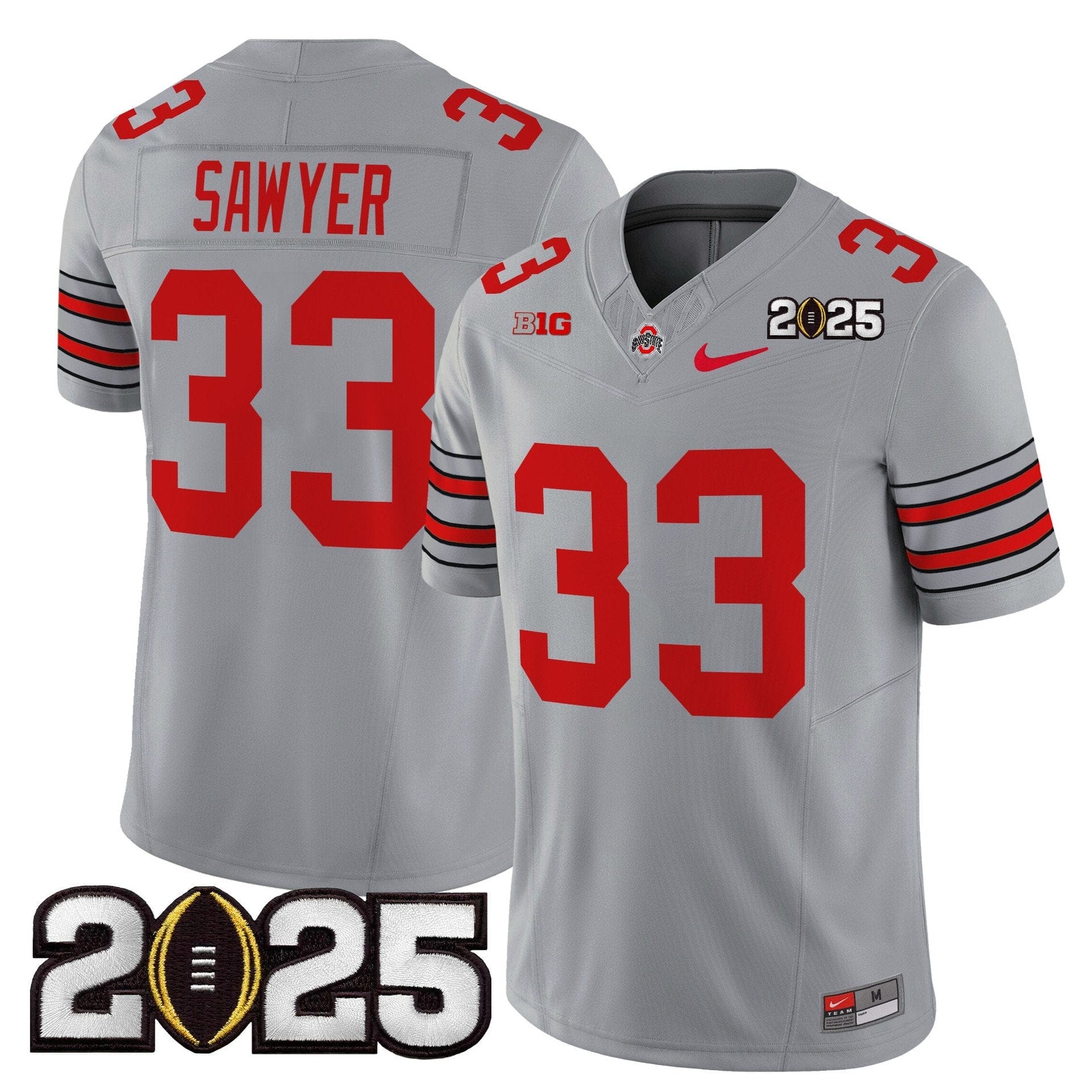 Jack Sawyer Jersey #33 Ohio State Heritage Stripe 2025 CFP Final Stitched 3 Jack Sawyer Jersey #33 Ohio State Heritage Stripe 2025 CFP Final Stitched - Image 3