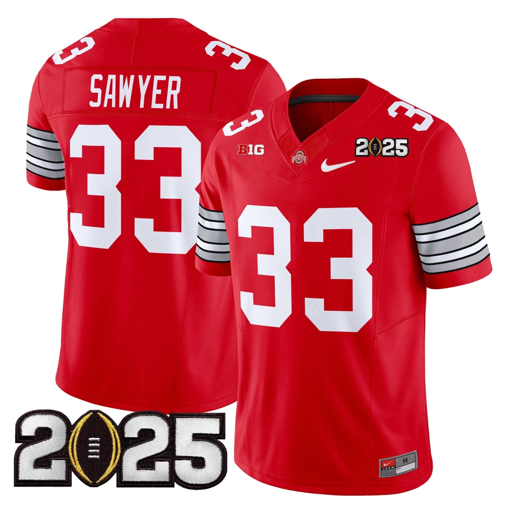 Jack Sawyer Jersey #33 Ohio State Heritage Stripe 2025 CFP Final Stitched 4 Jack Sawyer Jersey #33 Ohio State Heritage Stripe 2025 CFP Final Stitched - Image 4
