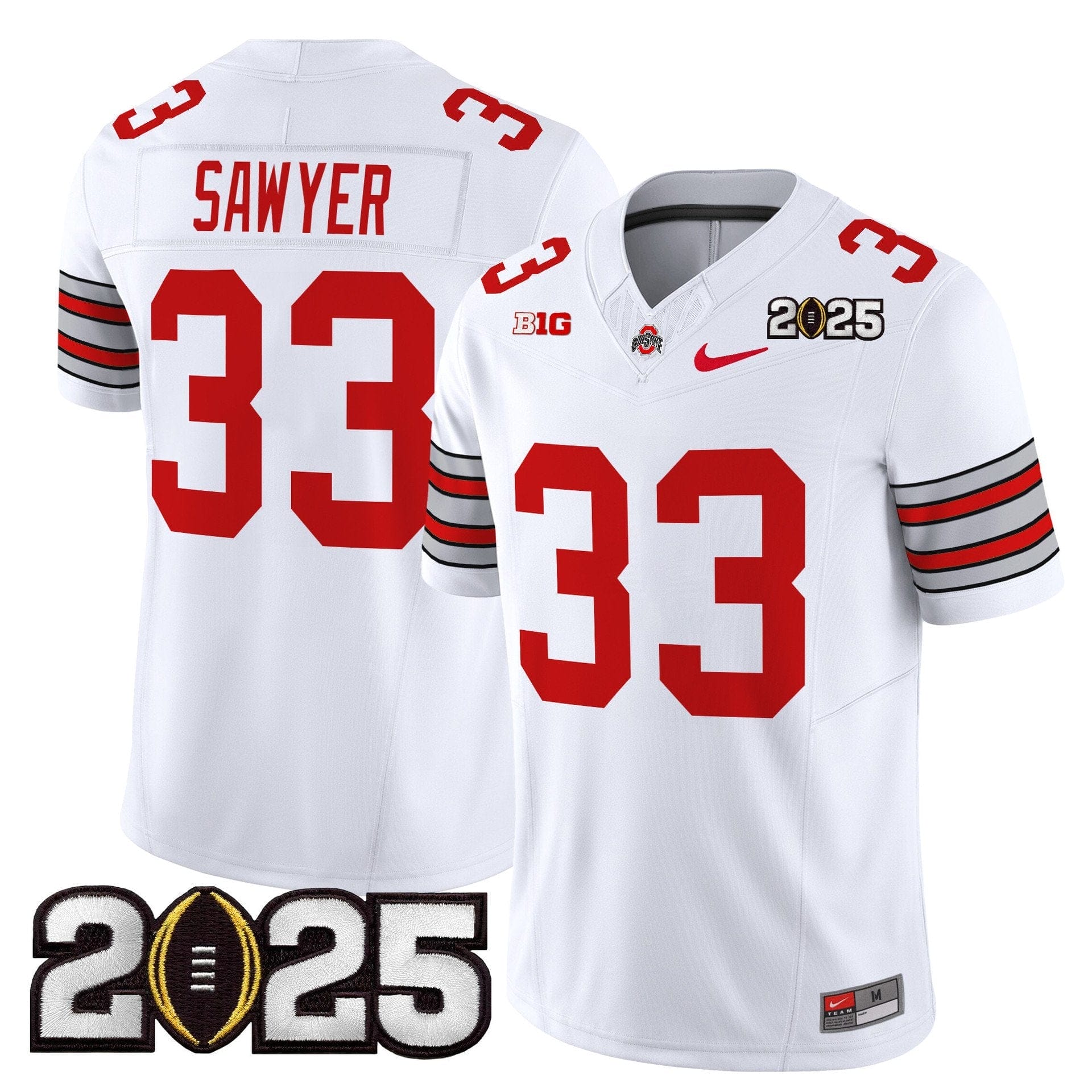 Jack Sawyer Jersey #33 Ohio State Heritage Stripe 2025 CFP Final Stitched 2 Jack Sawyer Jersey #33 Ohio State Heritage Stripe 2025 CFP Final Stitched - Image 2