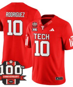 Jacob Rodriguez Jersey 10 Texas Tech Football 100th Anniversary Stitched Red