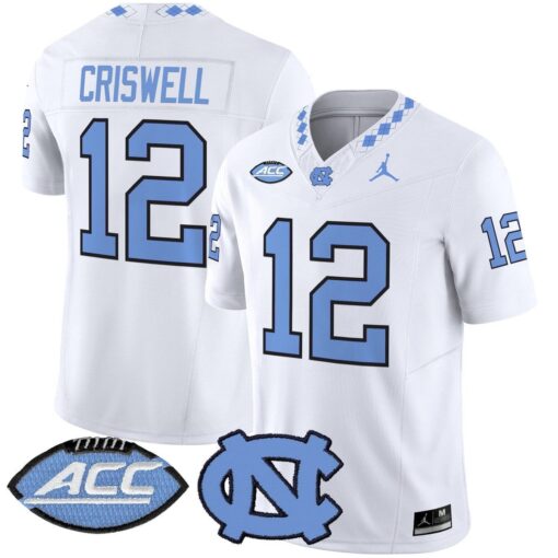 Jacolby Criswell Jersey #12 North Carolina Tar Heels 2025 Stitched