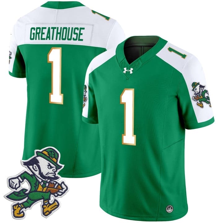 Jaden Greathouse Jersey #1 Notre Dame 2025 Gridiron Leprechaun Edition 2 Jaden Greathouse Jersey #1 Notre Dame 2025 Gridiron Leprechaun Edition - Image 2