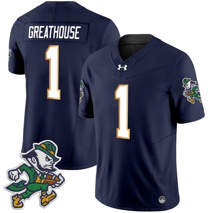 Jaden Greathouse Jersey #1 Notre Dame 2025 Gridiron Leprechaun Edition 4 Jaden Greathouse Jersey #1 Notre Dame 2025 Gridiron Leprechaun Edition - Image 4