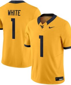 Jahiem White Jersey 1 West Virginia Mountaineers 2025 Vapor Stitched Gold