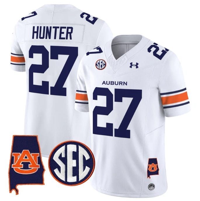 Jarquez Hunter Jersey #27 Auburn Tigers 2025 Alabama Patch Stitched 2 Jarquez Hunter Jersey #27 Auburn Tigers 2025 Alabama Patch Stitched - Image 2