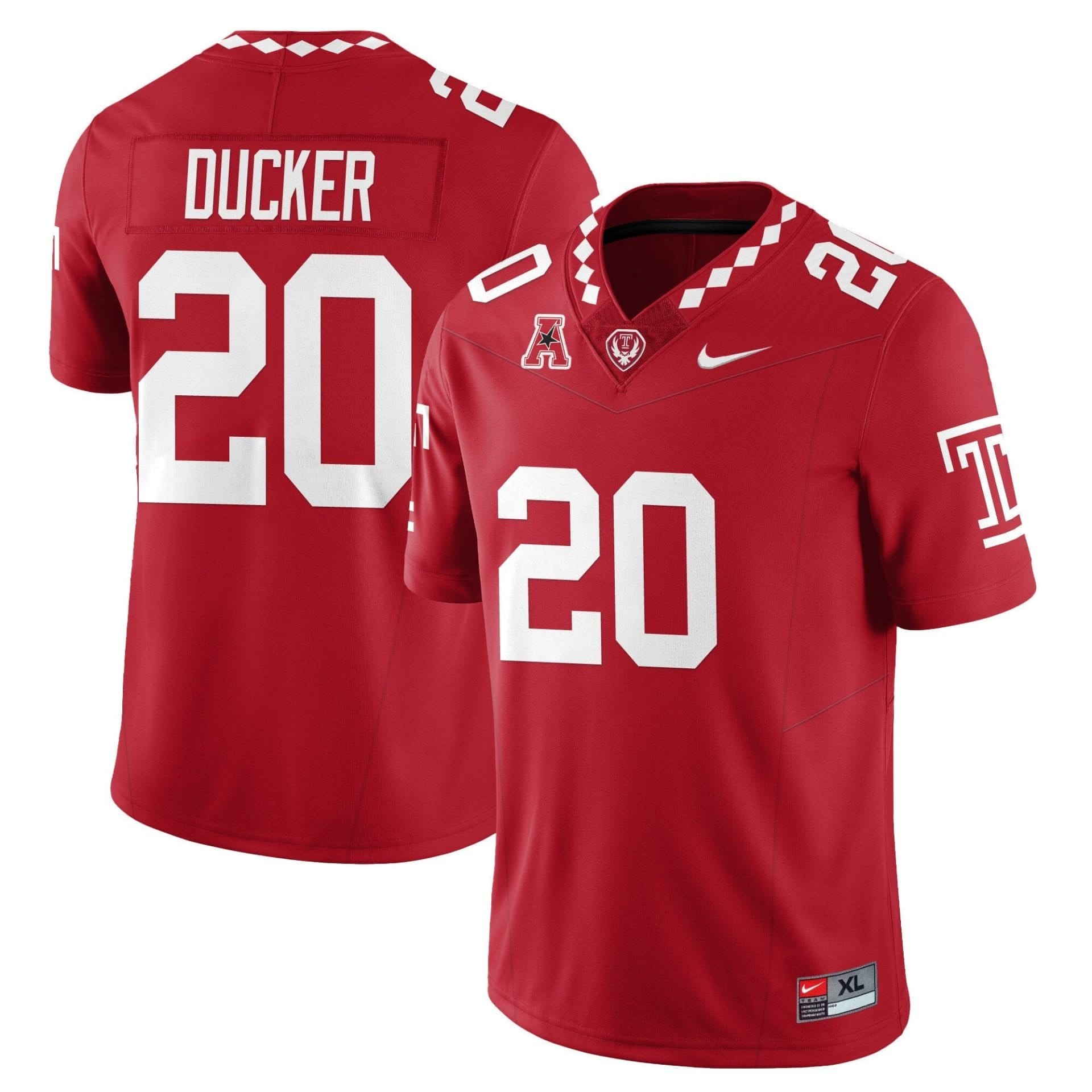 Jay Ducker Jersey #20 Temple Football 2025 Vapor Limited Stitched 1 Jay Ducker Jersey #20 Temple Football 2025 Vapor Limited Stitched