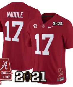 Jaylen Waddle Jersey 7 Alabama 2021 CFP Championship Alabama Map Crimson