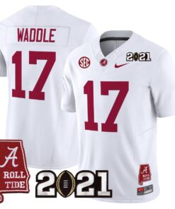 Jaylen Waddle Jersey 7 Alabama 2021 CFP Championship Alabama Map White