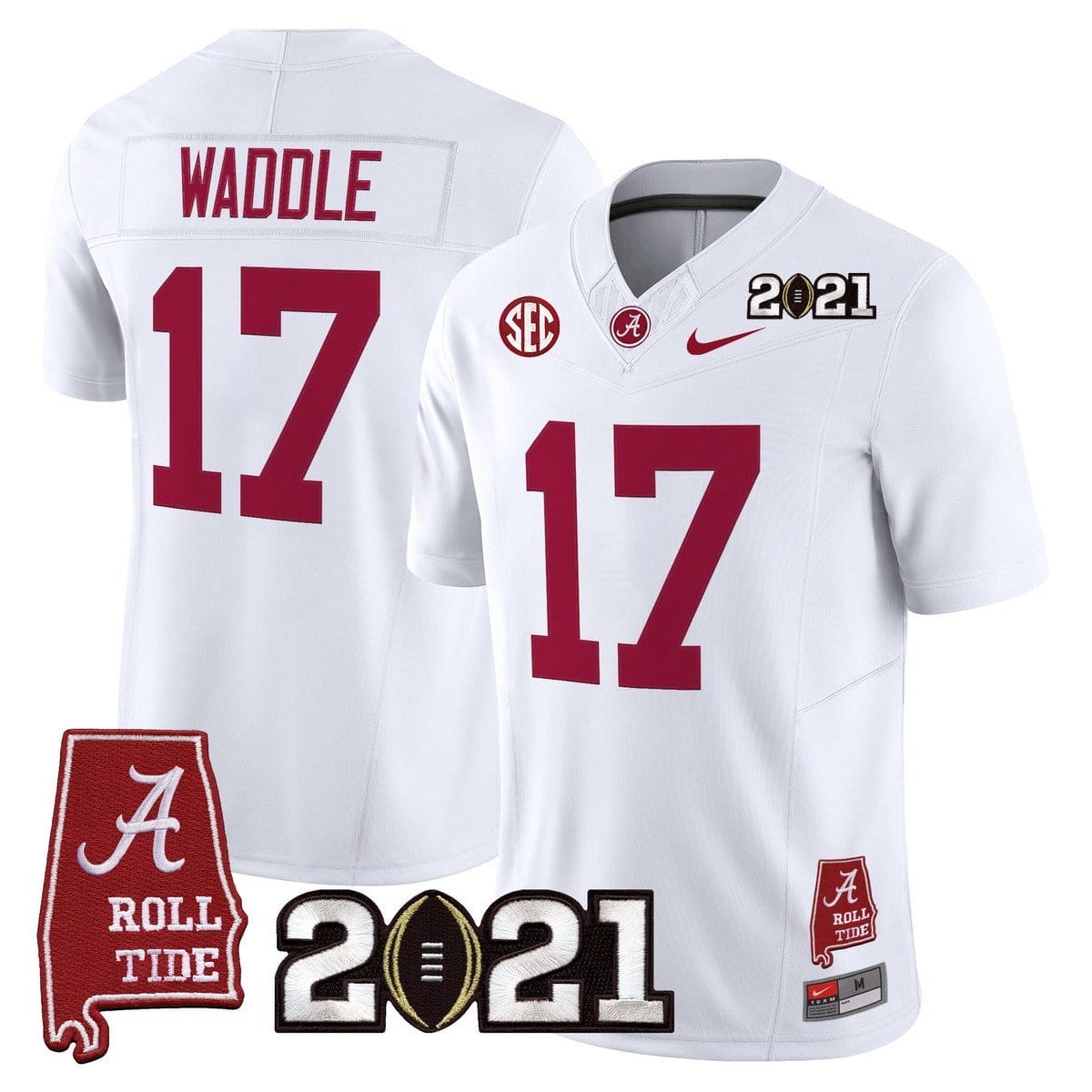 Jaylen Waddle Jersey #7 Alabama 2021 CFP Championship Alabama Map - Image 2