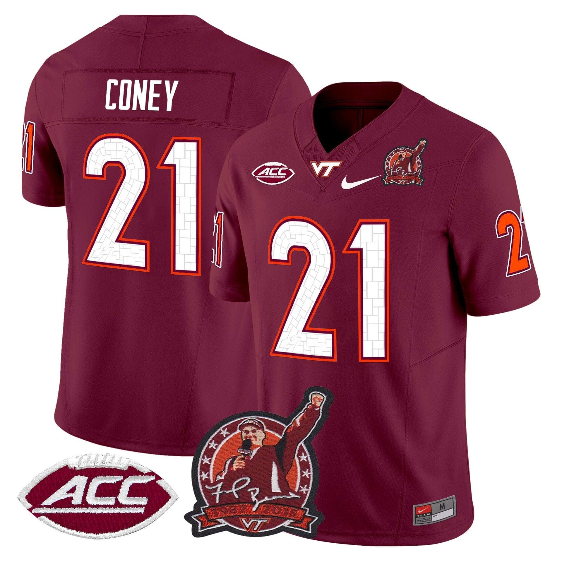 Jeremiah Coney Jersey #21 Virginia Tech Hokies Coach Frank Beamer 2025 3 Jeremiah Coney Jersey #21 Virginia Tech Hokies Coach Frank Beamer 2025 - Image 3