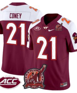 Jeremiah Coney Jersey 21 Virginia Tech Hokies Coach Frank Beamer 2025 Maroon Alter