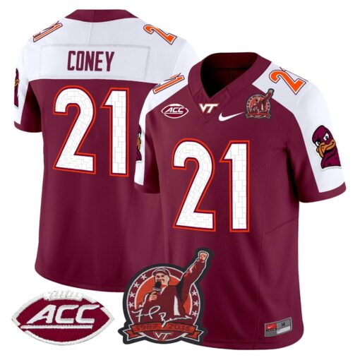 Jeremiah Coney Jersey #21 Virginia Tech Hokies Coach Frank Beamer 2025 - Image 2
