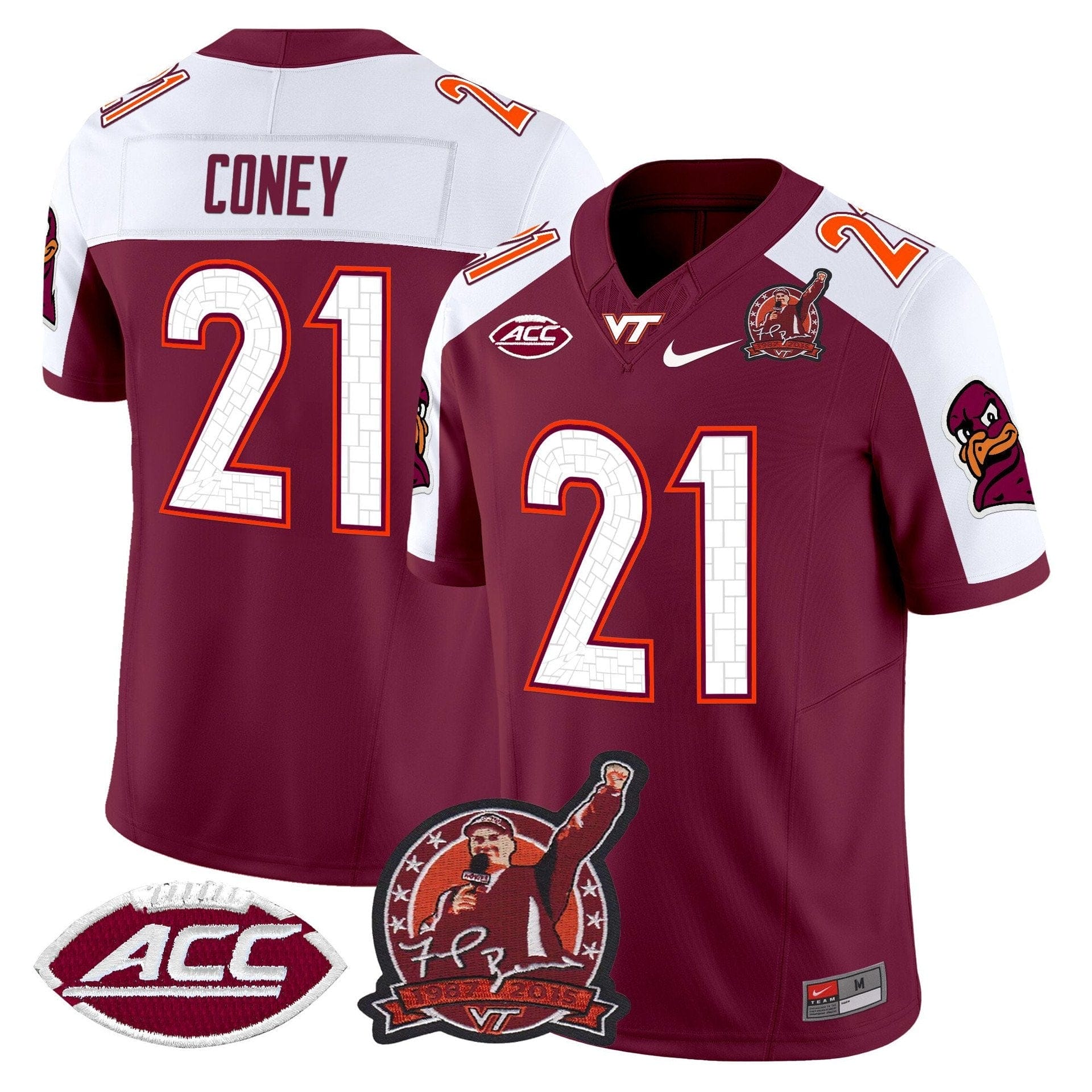 Jeremiah Coney Jersey #21 Virginia Tech Hokies Coach Frank Beamer 2025 2 Jeremiah Coney Jersey #21 Virginia Tech Hokies Coach Frank Beamer 2025 - Image 2