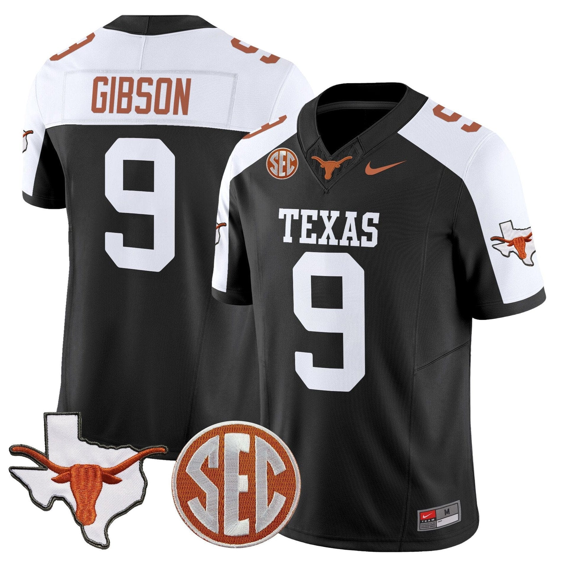 Jerrick Gibson Jersey #9 Texas Longhorns 2025 State Map SEC Patch - Image 3