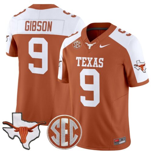 Jerrick Gibson Jersey #9 Texas Longhorns 2025 State Map SEC Patch - Image 4