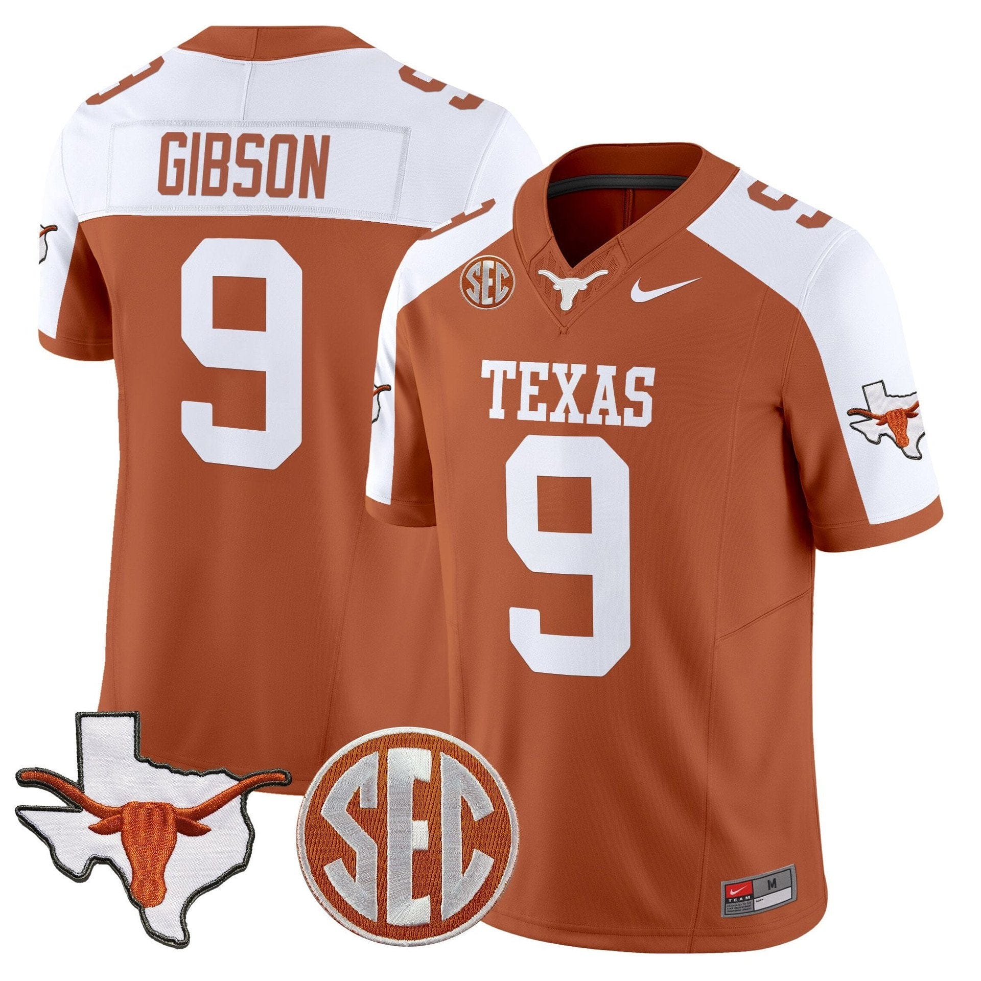 Jerrick Gibson Jersey #9 Texas Longhorns 2025 State Map SEC Patch - Image 4