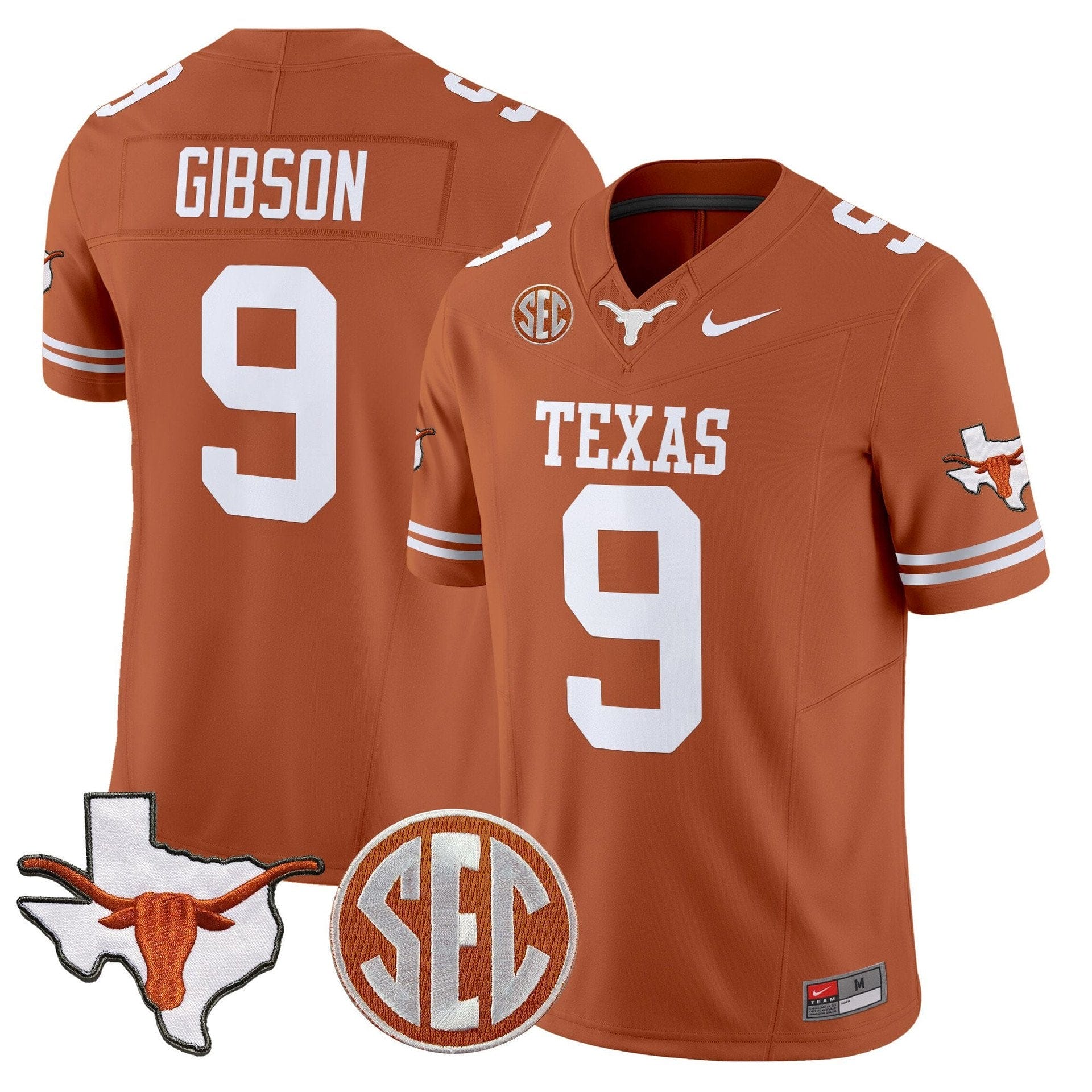 Jerrick Gibson Jersey #9 Texas Longhorns 2025 State Map SEC Patch - Image 5