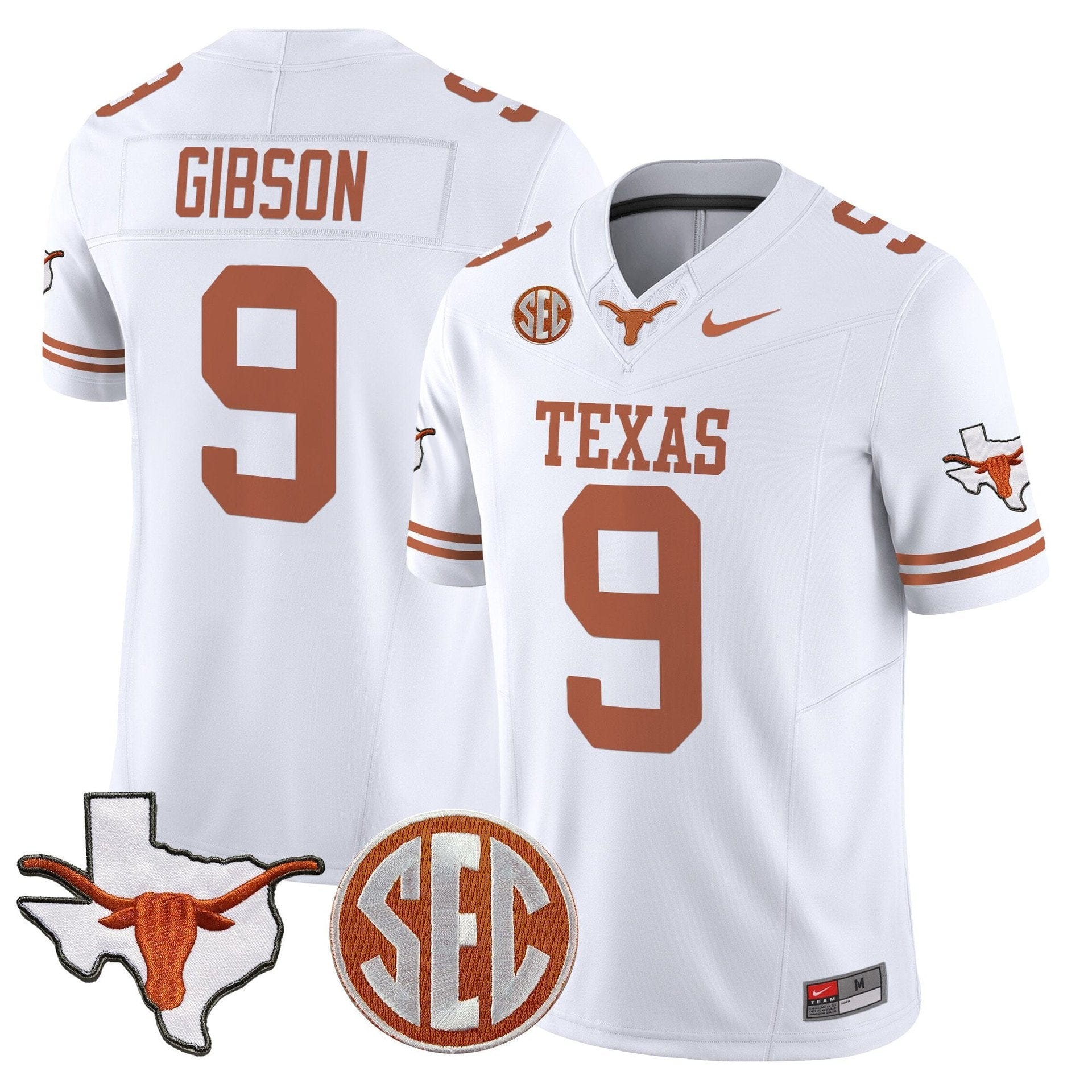 Jerrick Gibson Jersey #9 Texas Longhorns 2025 State Map SEC Patch - Image 2