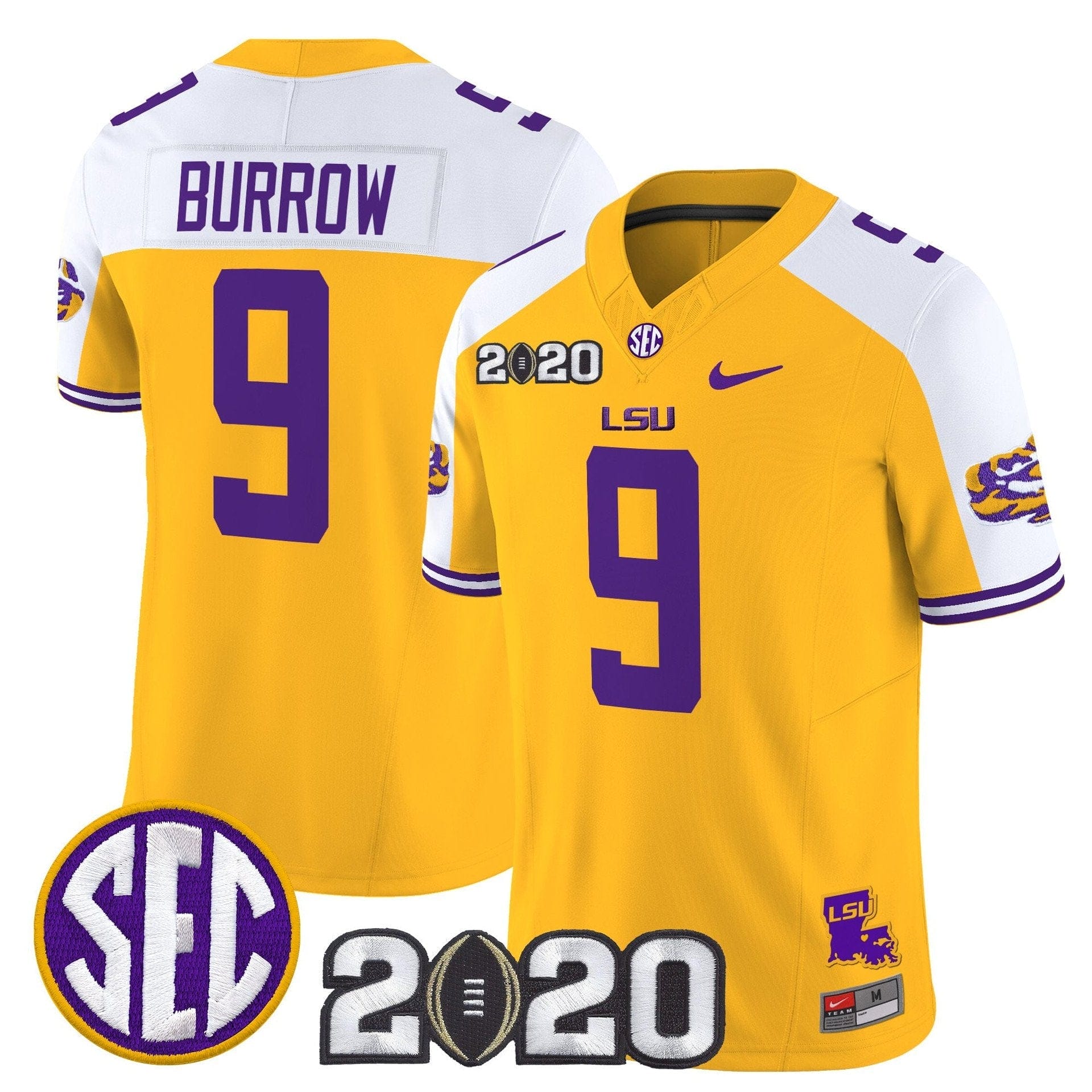 Joe Burrow Jersey #9 LSU Tigers 2020 National Champions Stitched - Image 2