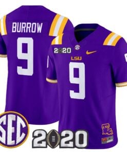 Joe Burrow Jersey 9 LSU Tigers 2020 National Champions Stitched Purple