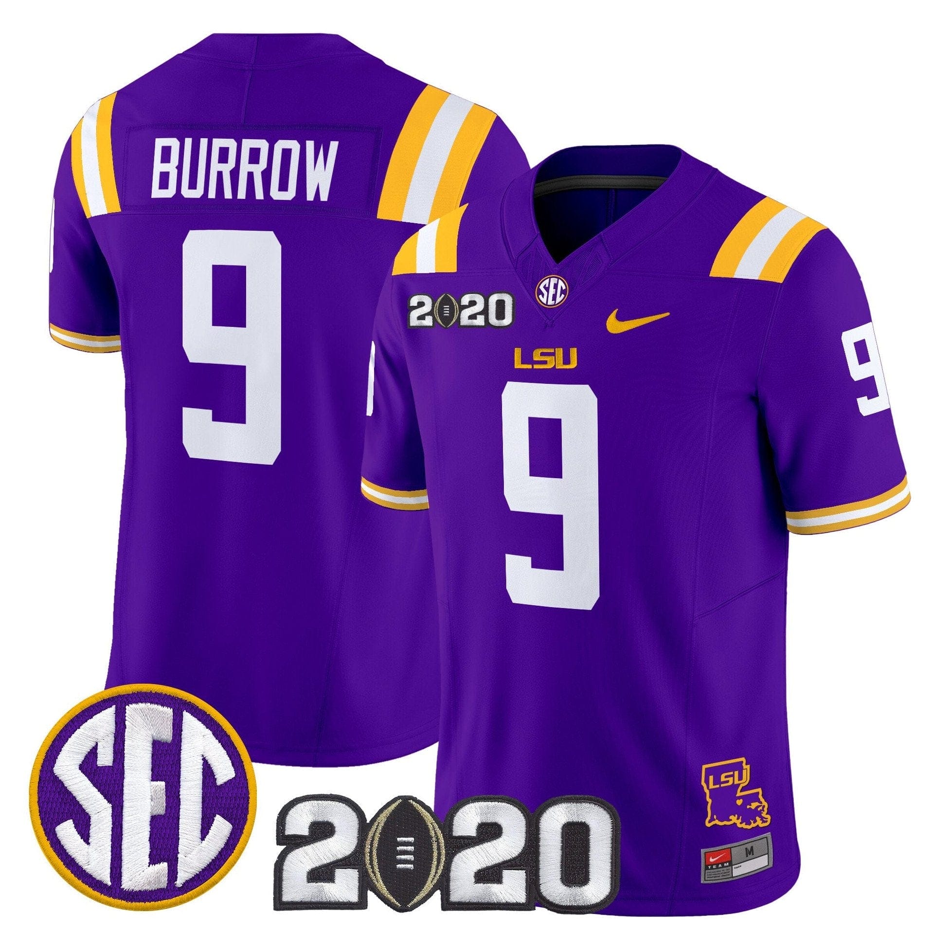 Joe Burrow Jersey #9 LSU Tigers 2020 National Champions Stitched - Image 5