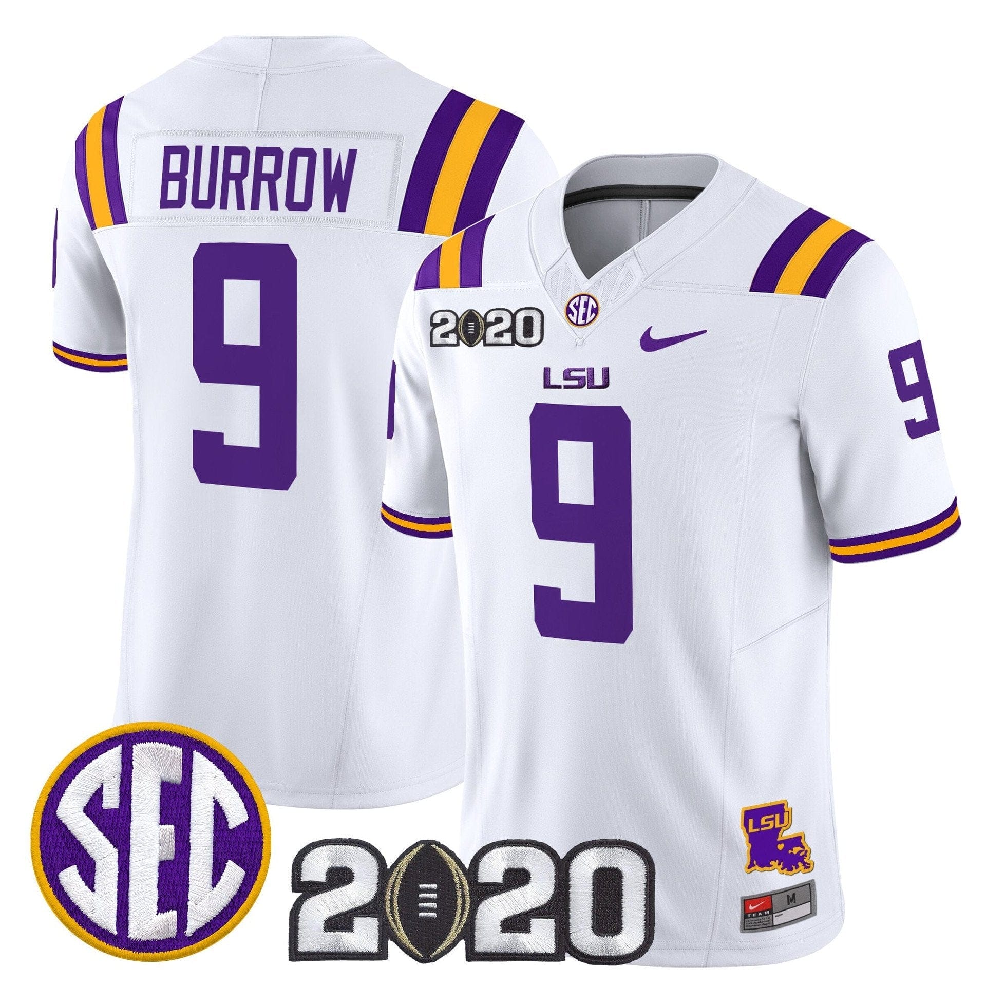 Joe Burrow Jersey #9 LSU Tigers 2020 National Champions Stitched