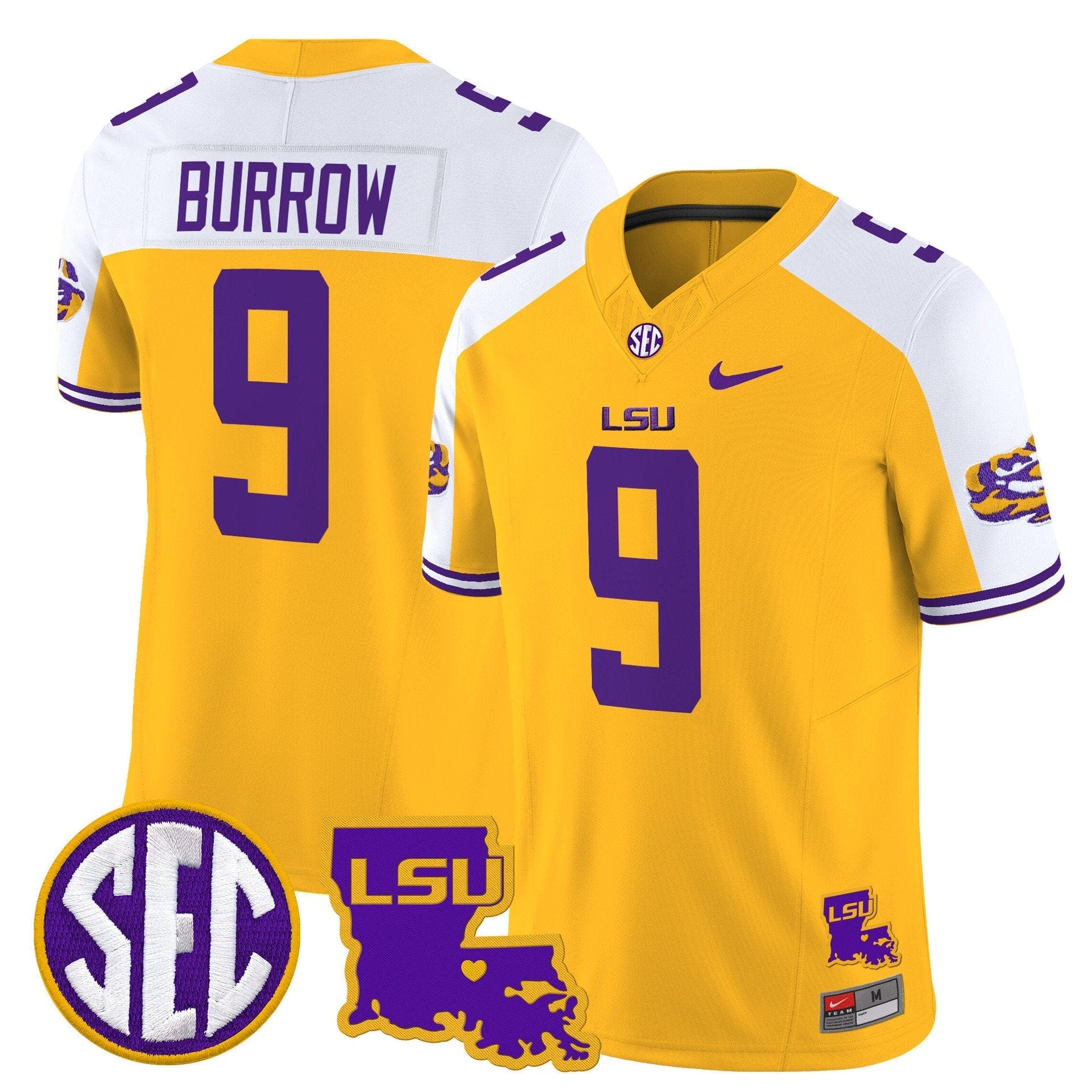 Joe Burrow Jersey #9 LSU Tigers 2025 Louisiana Patch Stitched 3 Joe Burrow Jersey #9 LSU Tigers 2025 Louisiana Patch Stitched - Image 3