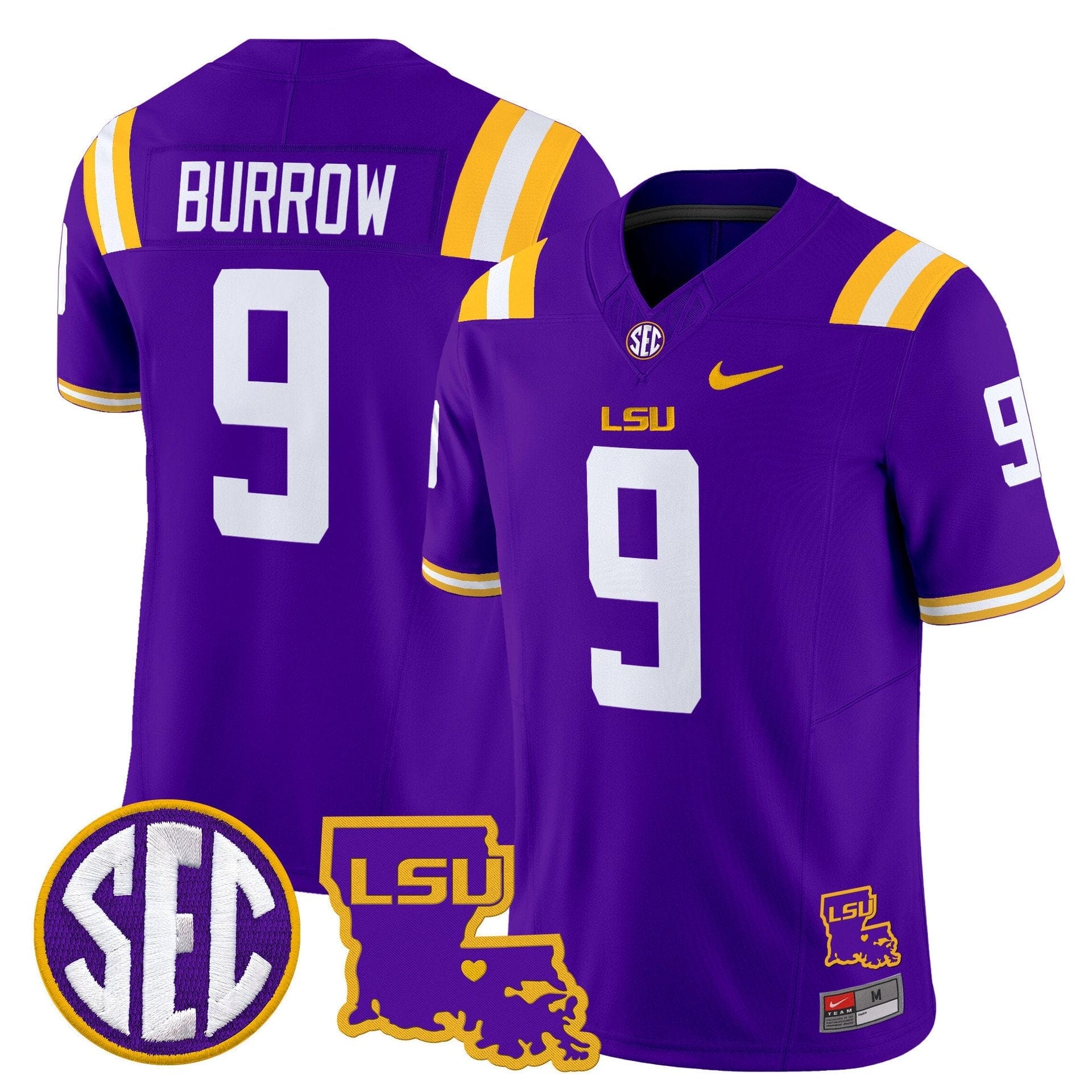 Joe Burrow Jersey #9 LSU Tigers 2025 Louisiana Patch Stitched 5 Joe Burrow Jersey #9 LSU Tigers 2025 Louisiana Patch Stitched - Image 5