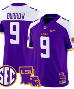 Joe Burrow Jersey 9 LSU Tigers 2025 Louisiana Patch Stitched Purple Alter