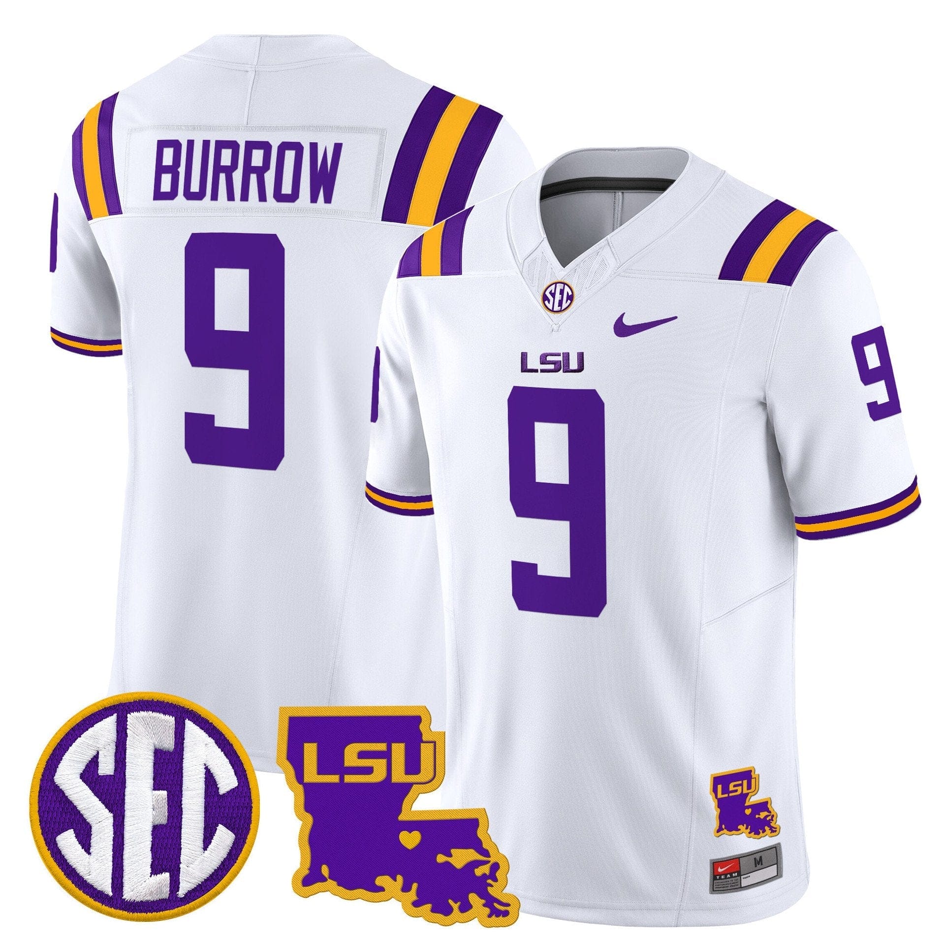 Joe Burrow Jersey #9 LSU Tigers 2025 Louisiana Patch Stitched 2 Joe Burrow Jersey #9 LSU Tigers 2025 Louisiana Patch Stitched - Image 2