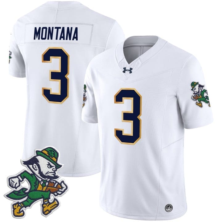 Joe Montana Jersey #3 Notre Dame 2025 Gridiron Leprechaun Edition 1 Joe Montana Jersey #3 Notre Dame 2025 Gridiron Leprechaun Edition