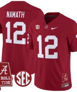 Joe Namath Jersey 12 Alabama Crimson Throwback Alabama Map Stitched Crimson