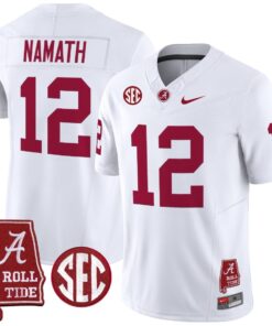 Joe Namath Jersey 12 Alabama Crimson Throwback Alabama Map Stitched White