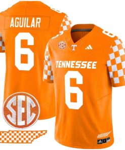 Joey Aguilar Jersey 6 Tennessee Vols Rebrand 2026 Checkerboard Stitched Orange