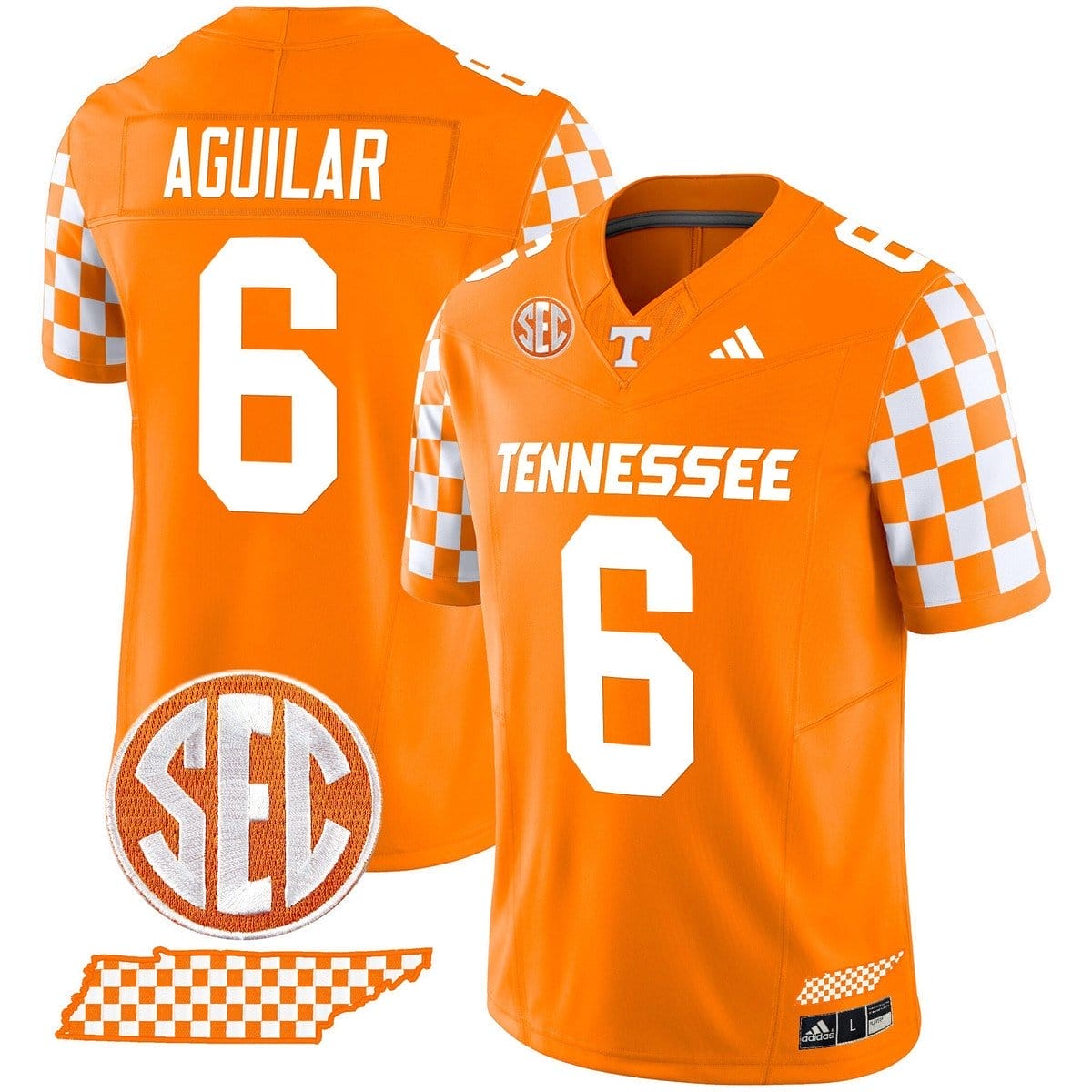 Joey Aguilar Jersey #6 Tennessee Vols Rebrand 2026 Checkerboard - Image 5