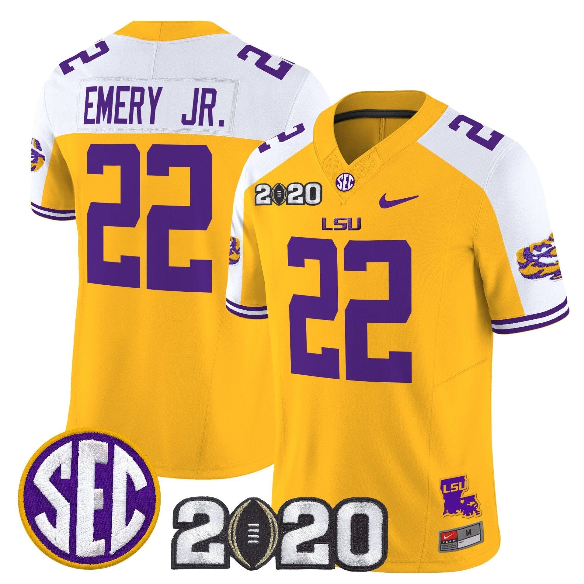 John Emery Jr Jersey #22 LSU Tigers 2020 National Champions Stitched - Image 2