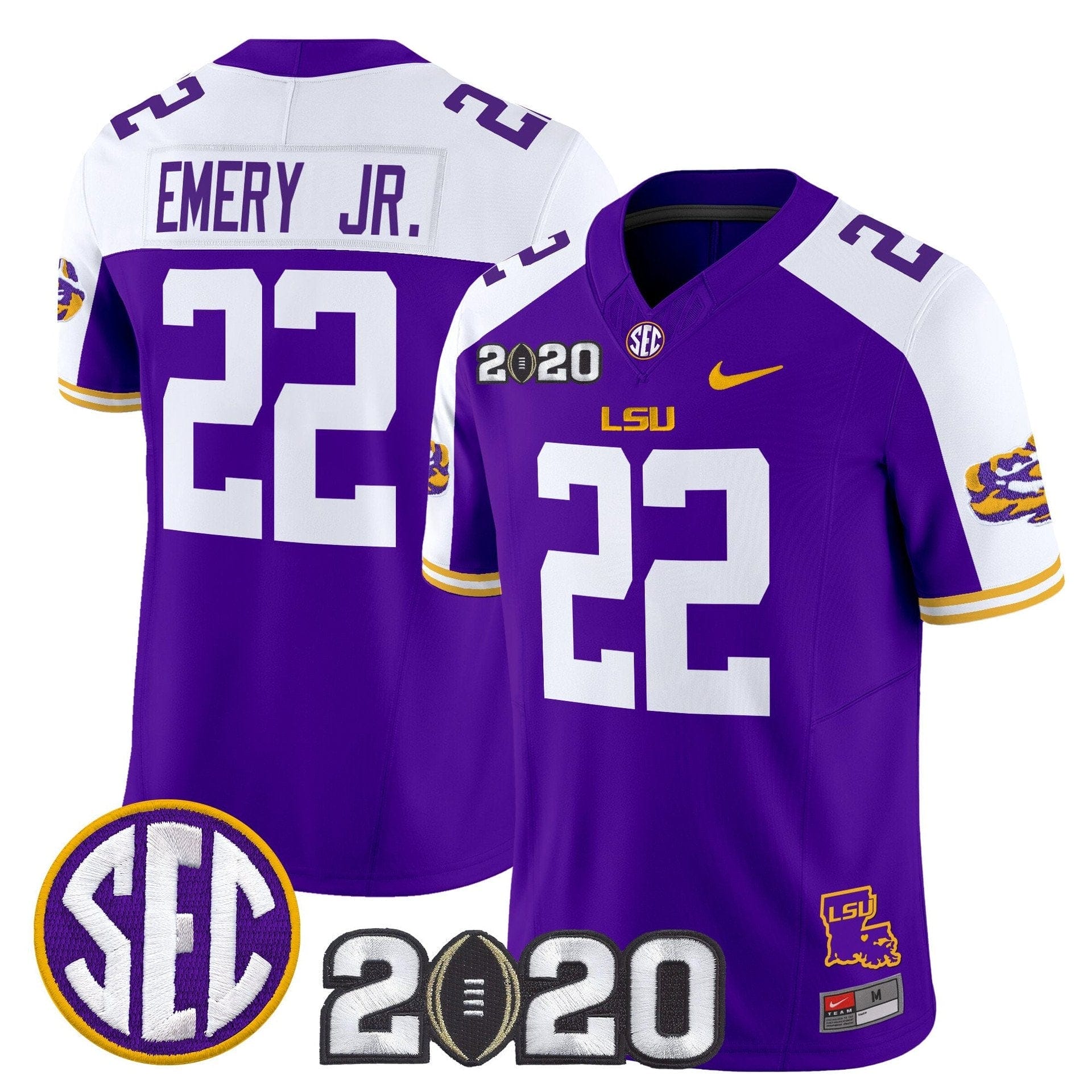 John Emery Jr Jersey #22 LSU Tigers 2020 National Champions Stitched - Image 4